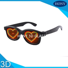 Düğün için ABS Çerçeve Kalp 3D Kırındırma Gözlük Siyah Çerçeve