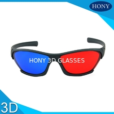Plastik Anaglif 3D Gözlük Geniş Açı Kırmızı Mavi Lensler Siyah Çerçeve