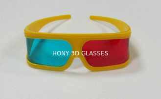 Sarı Çerçeve ile Polarize Plastik Kırmızı Camgöbeği 3D Sinema Gözlükleri OEM ODM