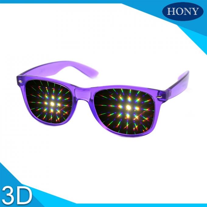 Wayfarer Tarzı 3D Prizma Sert Plastik Kırılma Gözlük Rave, Fireworks Gözlük, 13500 Işık Izgaraları Gökkuşağı Gözlük