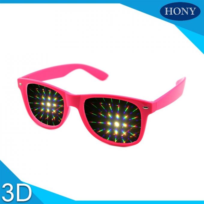 Wayfarer Tarzı 3D Prizma Sert Plastik Kırılma Gözlük Rave, Fireworks Gözlük, 13500 Işık Izgaraları Gökkuşağı Gözlük